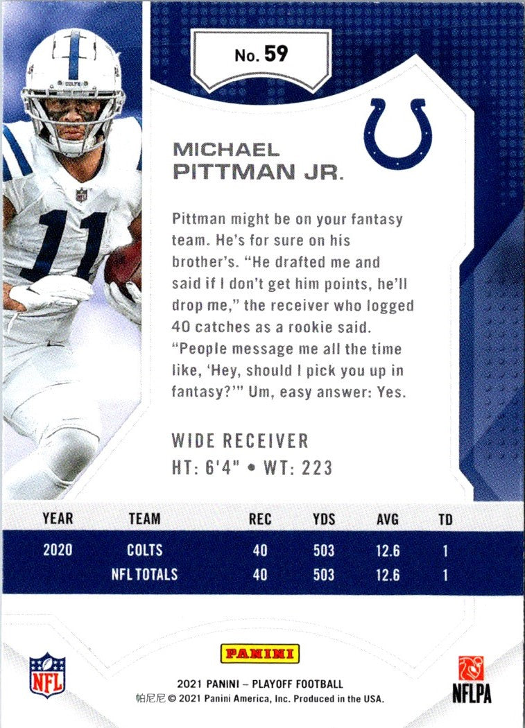 2021 Panini Playoff Michael Pittman Jr.