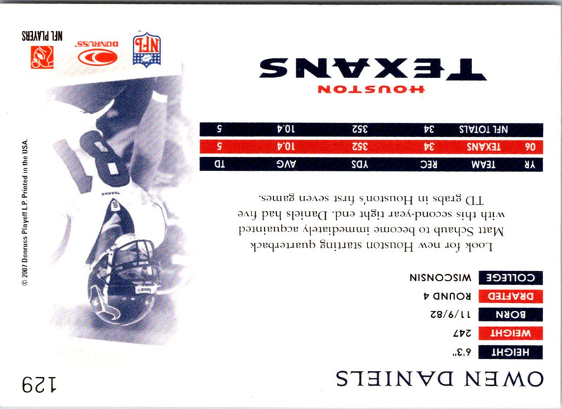 2007 Donruss Threads Owen Daniels