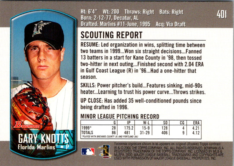 2000 Bowman Gold Gary Knotts