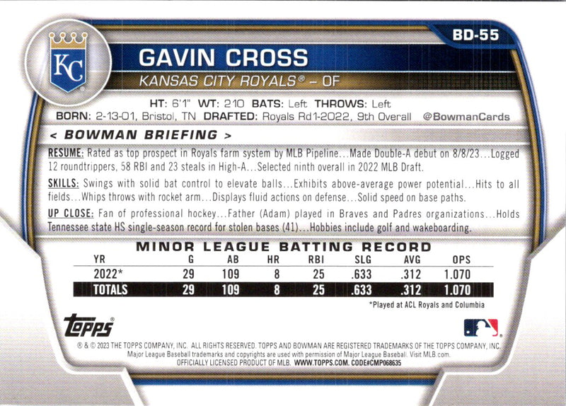 2023 Bowman Draft Gavin Cross