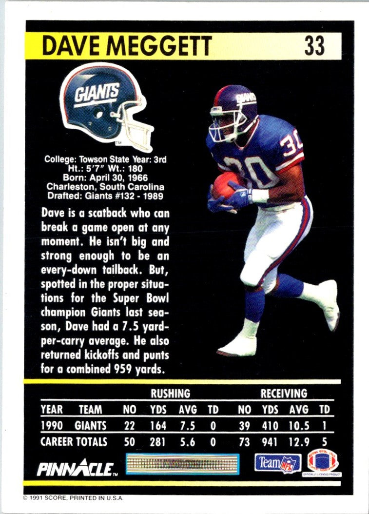 1991 Pinnacle Dave Meggett