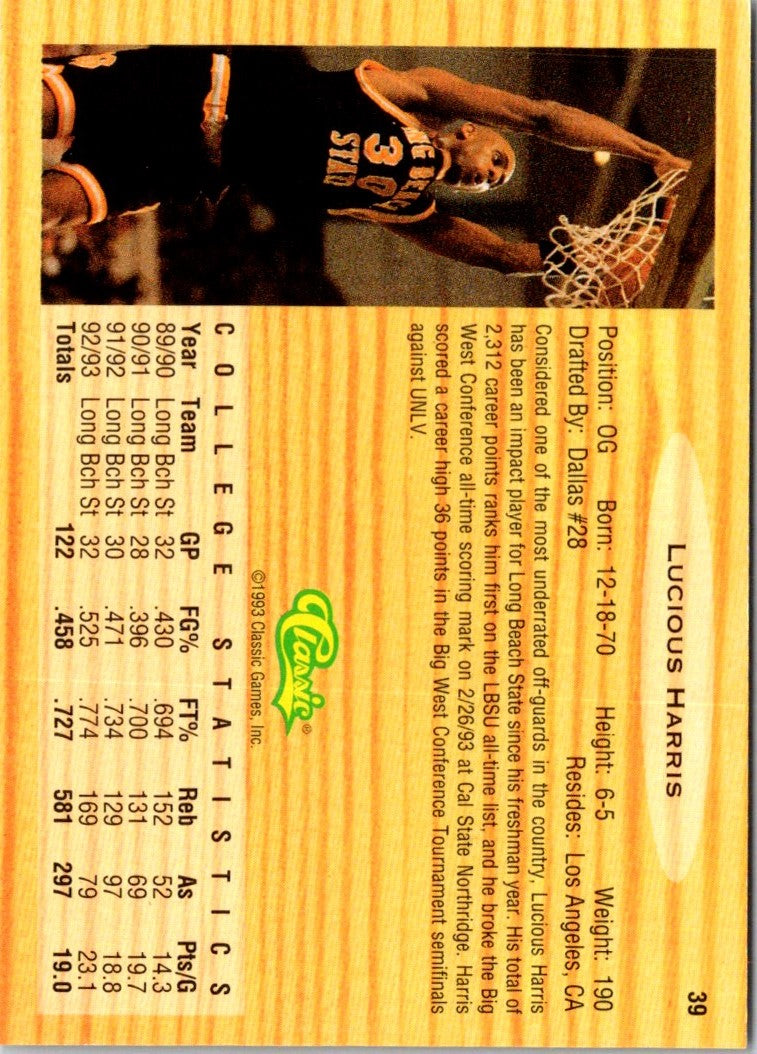 1993 Classic Draft Picks Gold Lucious Harris