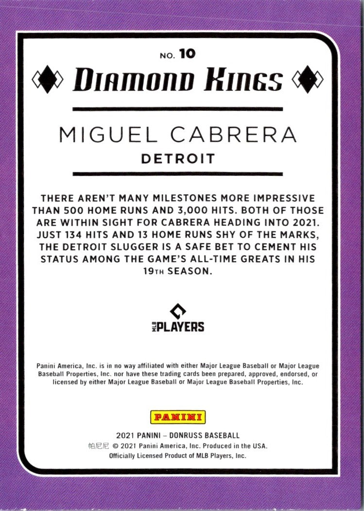 2021 Donruss Holo Purple Miguel Cabrera