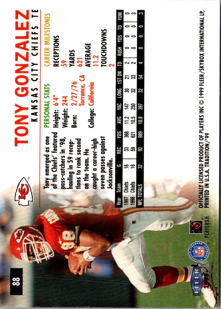 1999 Fleer Tradition Tony Gonzalez