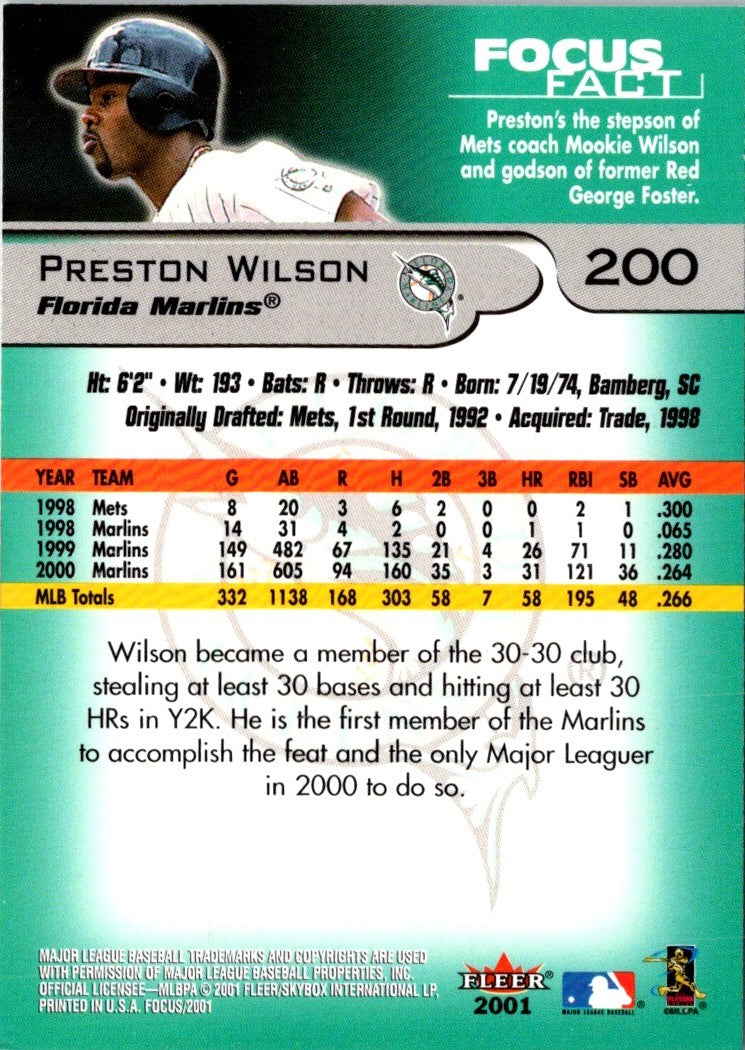 2001 Fleer Focus Preston Wilson