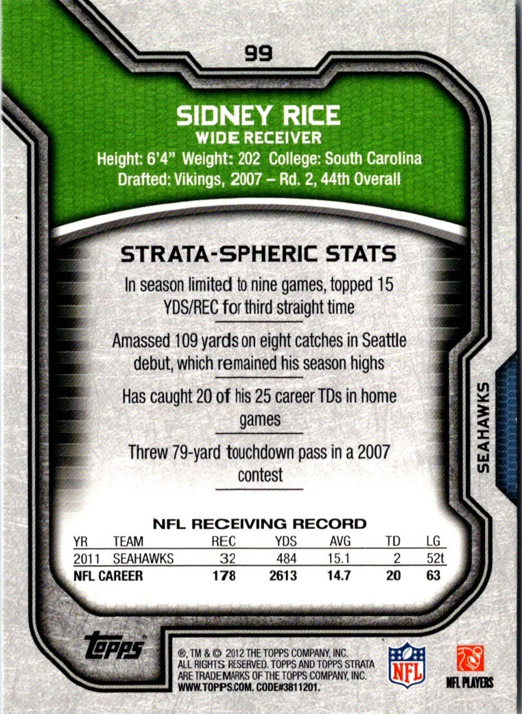 2012 Topps Strata Sidney Rice