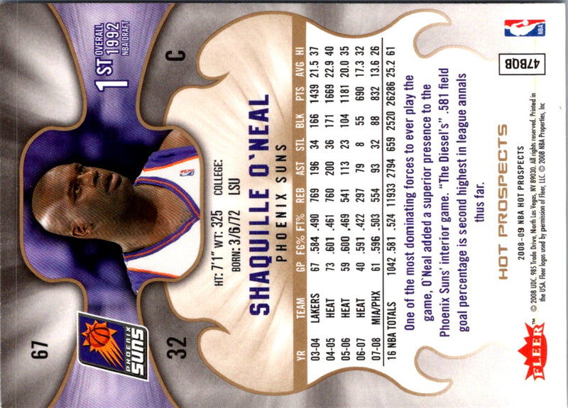 2008 Fleer Hot Prospects Shaquille O'Neal