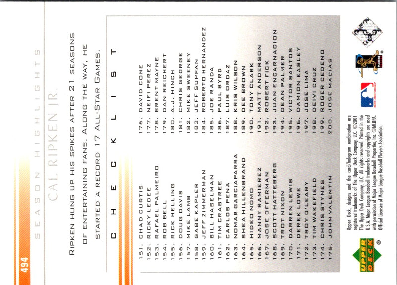 2002 Upper Deck Cal Ripken Jr.