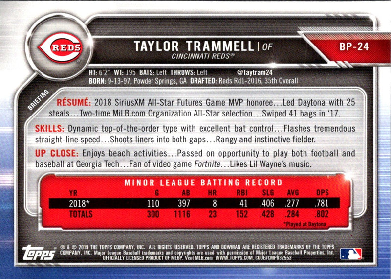 2019 Bowman Prospects Taylor Trammell