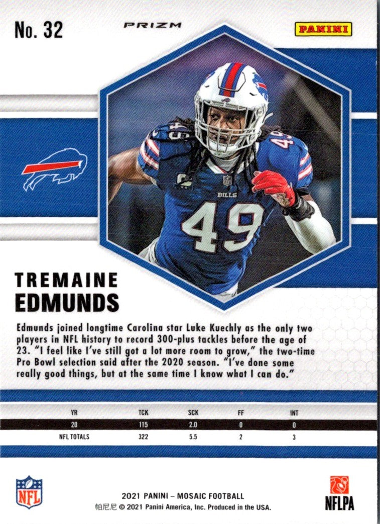 2021 Panini Mosaic Prizm Red Tremaine Edmunds