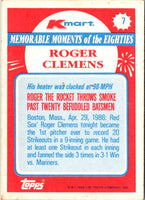 1988 Topps Kmart Memorable Moments Roger Clemens #7