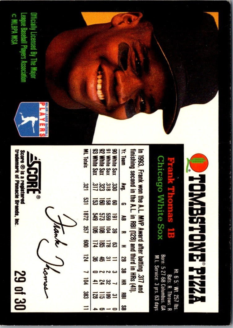 1994 Score Tombstone Pizza Super-Pro Series Frank Thomas