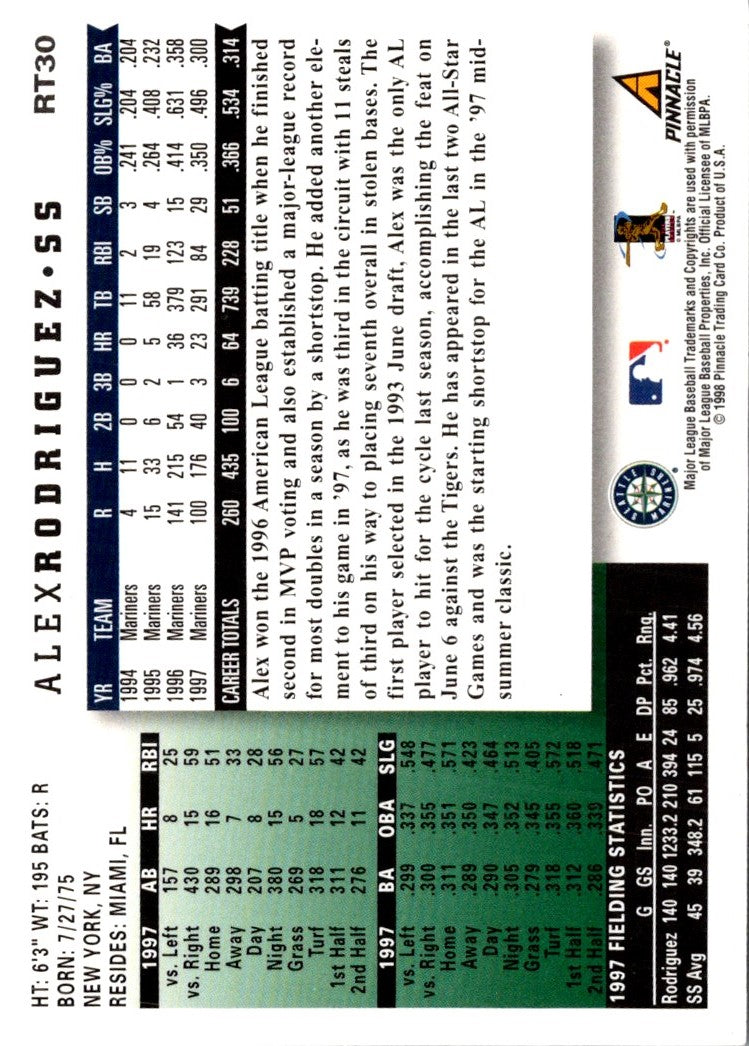 1998 Score Rookie & Traded Alex Rodriguez