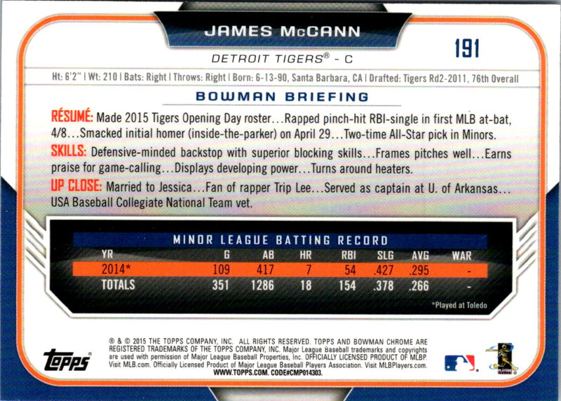 2015 Bowman Chrome James McCann