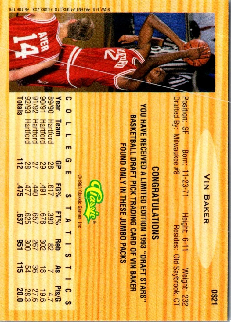 1993 Classic Draft Picks Chromium Stars Vin Baker