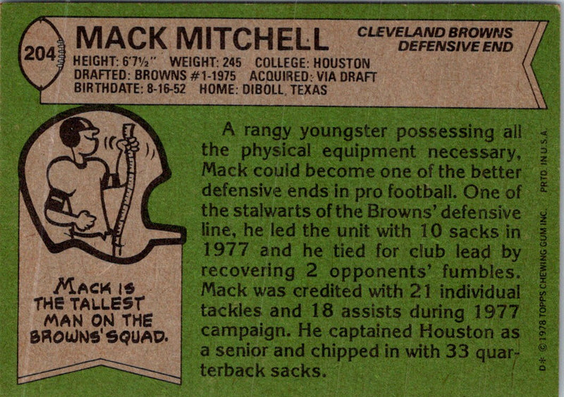 1978 Topps Mack Mitchell