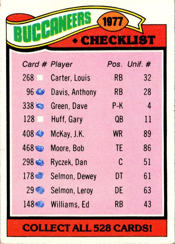 1977 Topps Tampa Bay Buccaneers #227