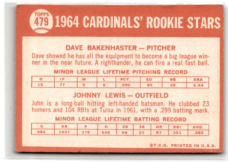 1964 Topps 1964 Cardinals Rookie Stars - Dave Bakenhaster/Johnny Lewis