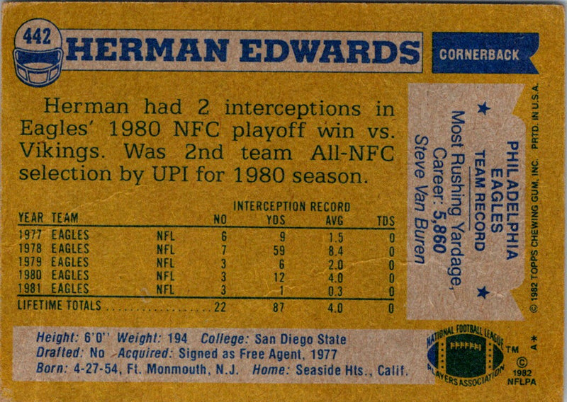 1982 Topps Herman Edwards