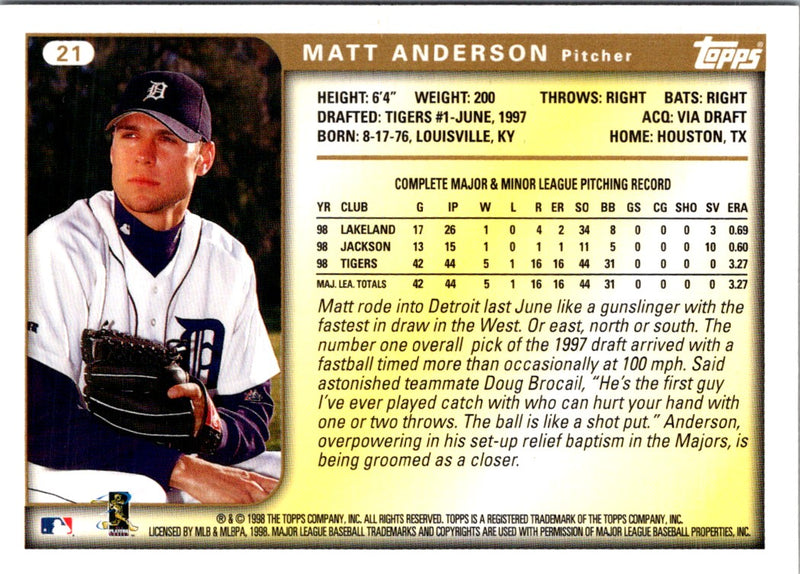 1999 Topps Matt Anderson