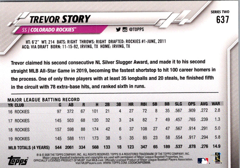 2020 Topps Trevor Story