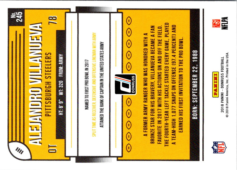 2018 Donruss Alejandro Villanueva