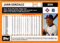 2020 Topps Archives Juan Gonzalez #206