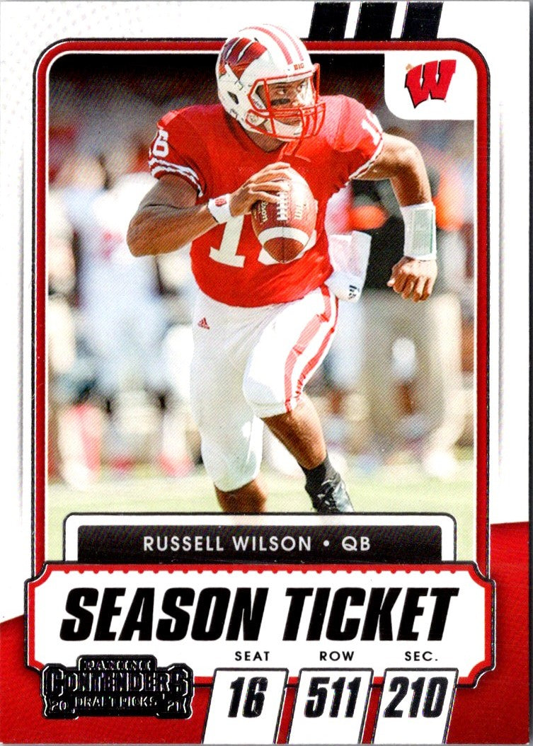 2021 Panini Contenders Draft Picks Game Ticket Red Russell Wilson