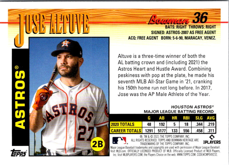 2021 Bowman Heritage Jose Altuve