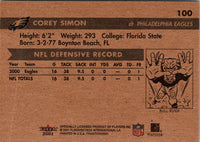 2001 Fleer Tradition Glossy Corey Simon #100