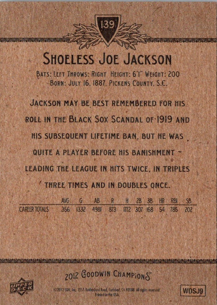 2012 Panini National Treasures All Decade Materials Shoeless Joe Jackson
