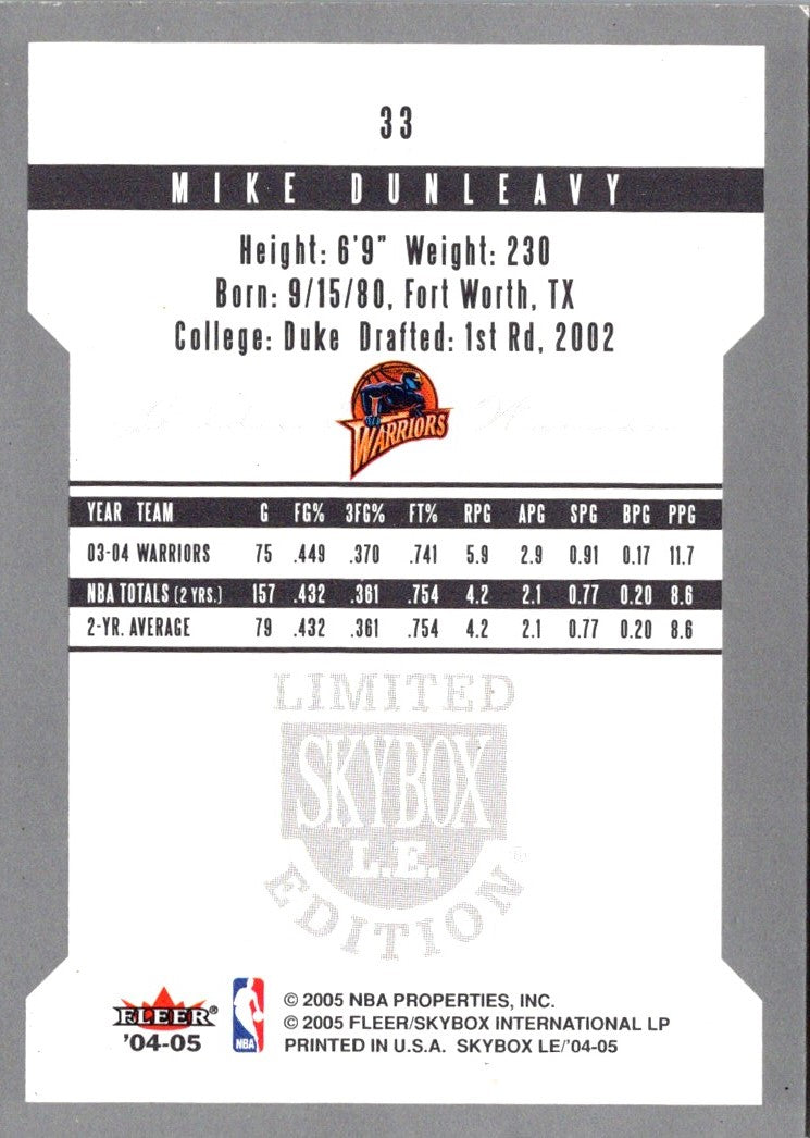 2004 SkyBox LE Retail Mike Dunleavy