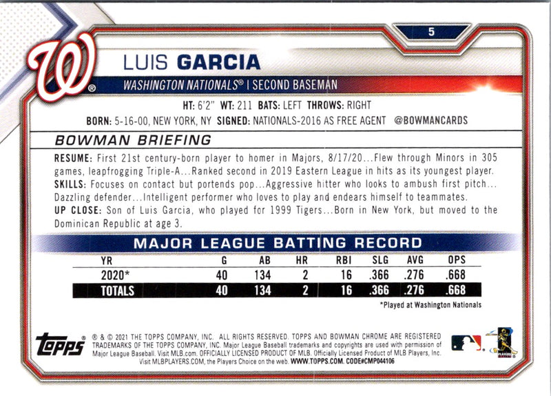 2021 Bowman Luis Garcia