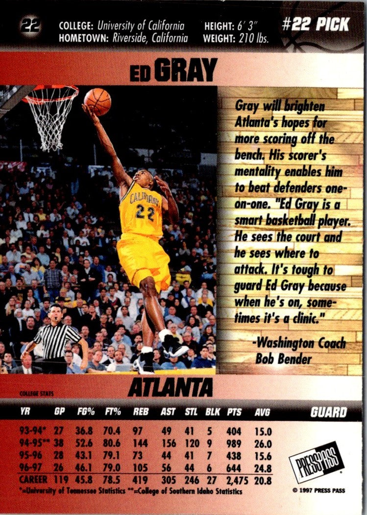 1997 Press Pass Double Threat Ed Gray