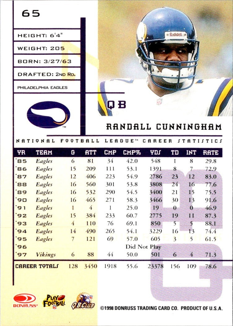 1998 Leaf Rookies & Stars Randall Cunningham