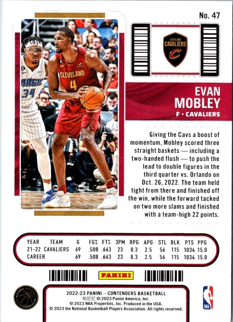 2022 Panini Contenders Game Ticket Red Evan Mobley