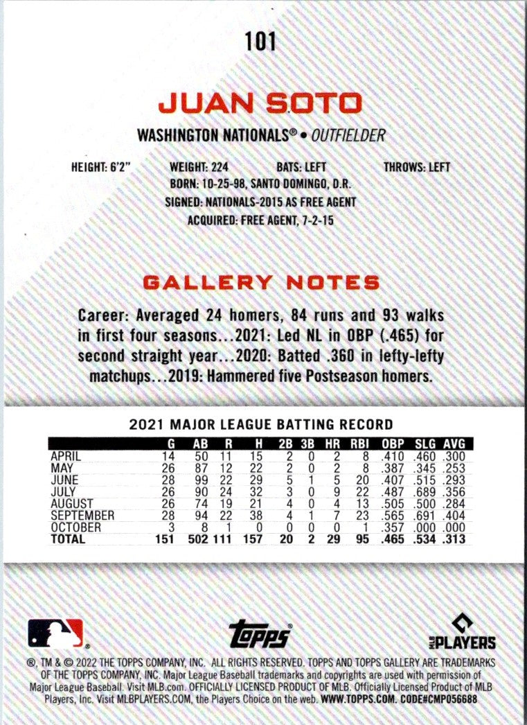 2022 Topps Gallery Juan Soto