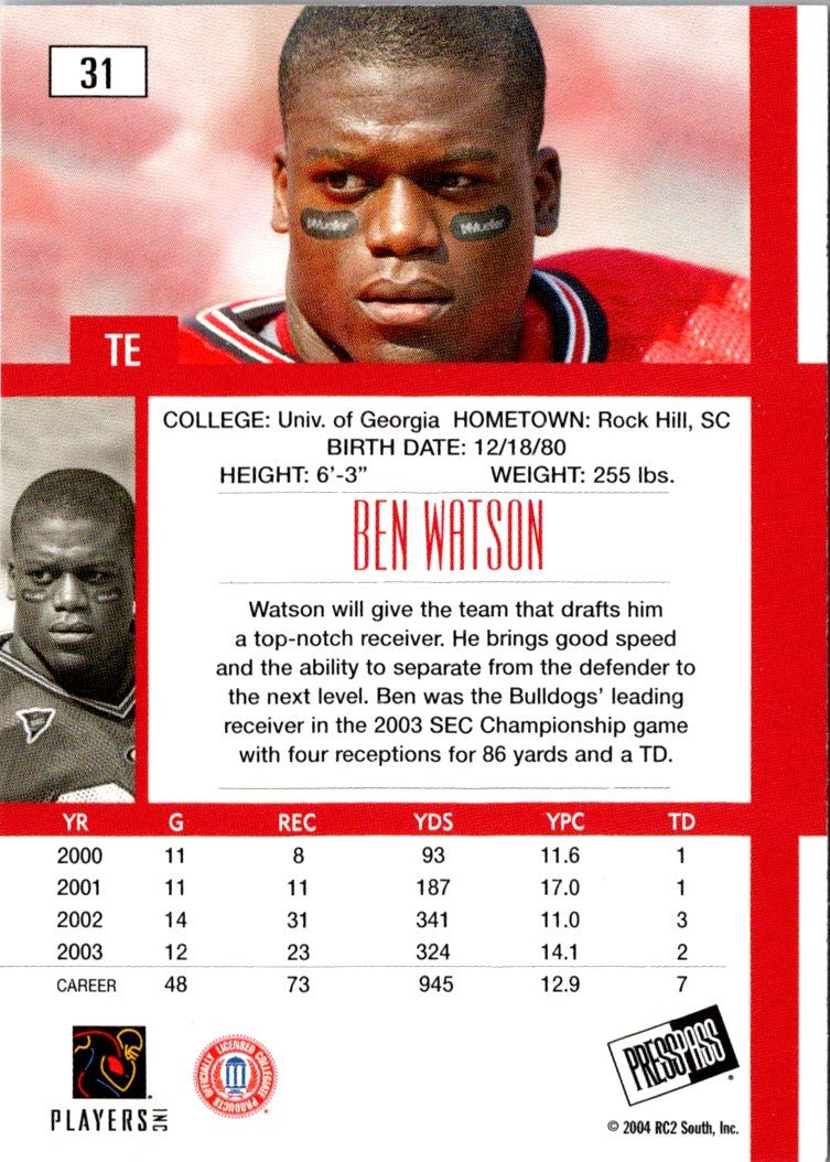 2004 Press Pass SE Ben Watson