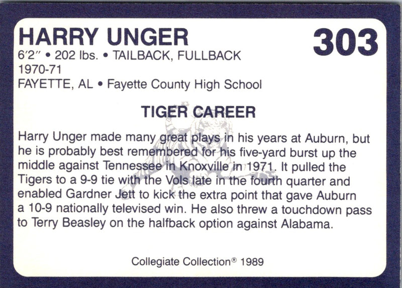 1989 Collegiate Collection Auburn Coke 580 Harry Unger