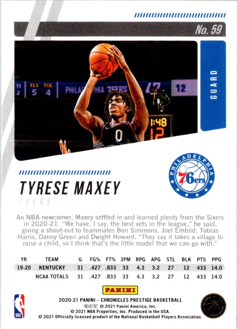 2020 Panini Chronicles Tyrese Maxey