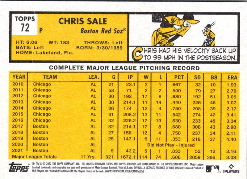 2021 Panini Mosaic Reactive Orange Chris Sale