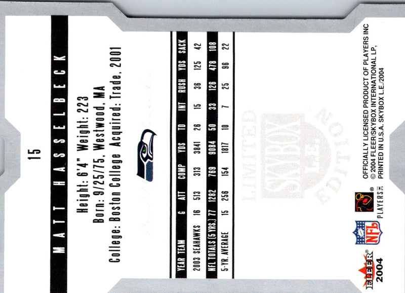 2004 SkyBox LE Matt Hasselbeck
