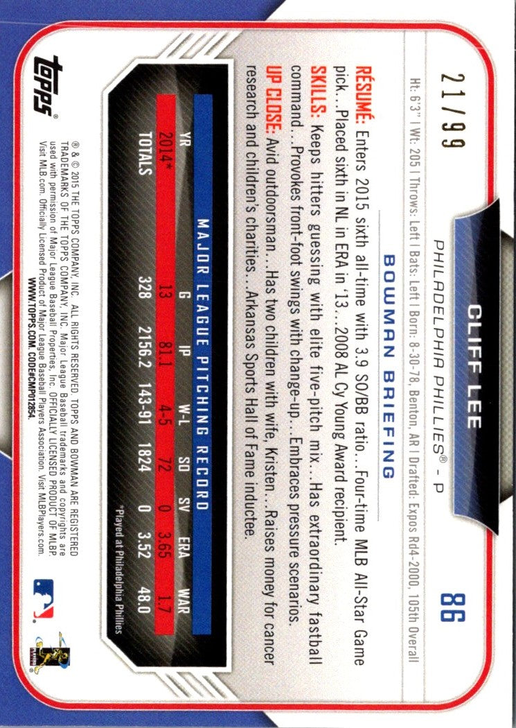 2015 Bowman Green Cliff Lee