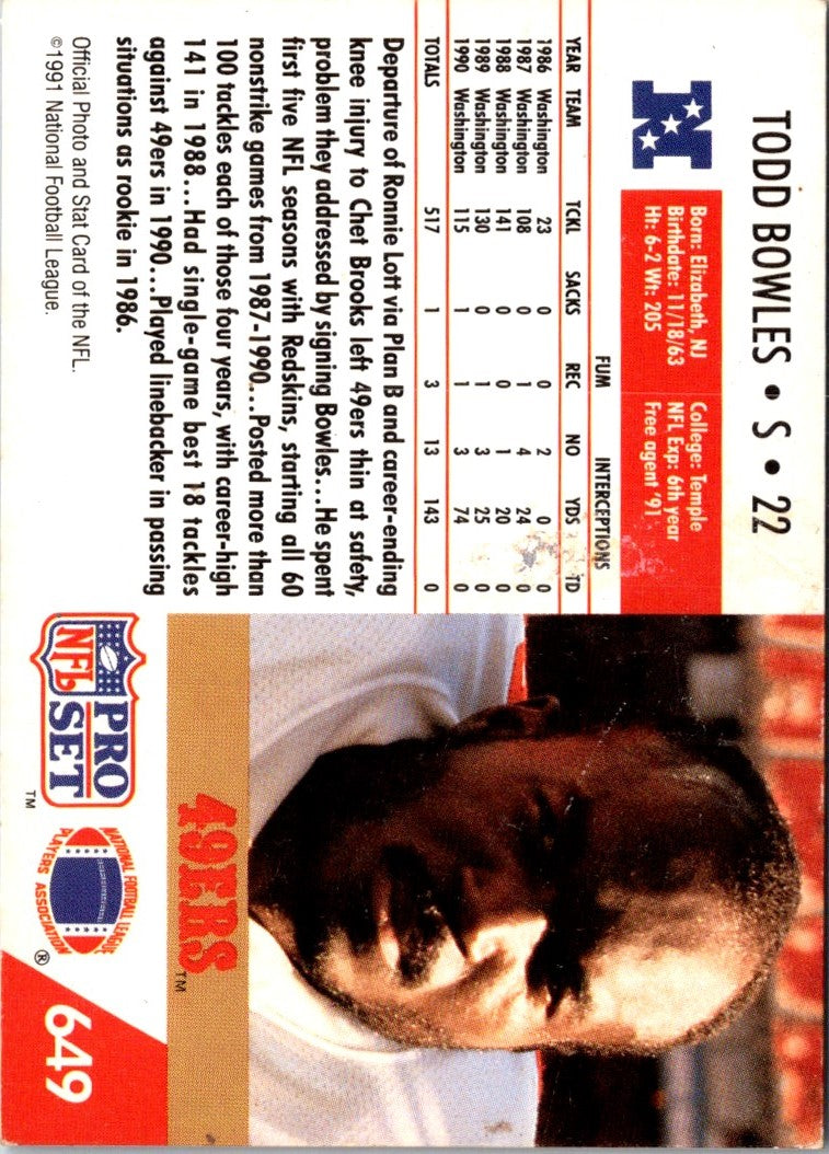 1991 Pro Set Todd Bowles