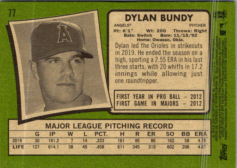 2020 Topps Heritage Dylan Bundy