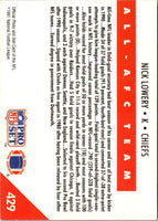 1991 Pro Set Nick Lowery #429
