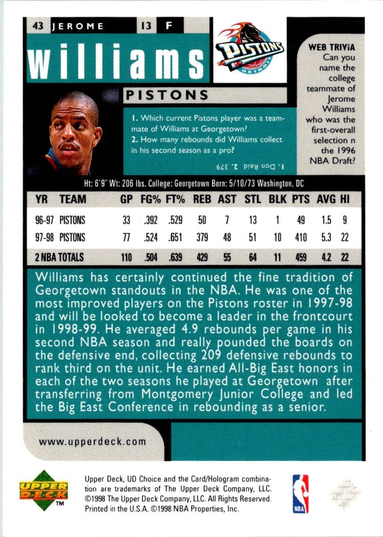 1998 UD Choice Jerome Williams