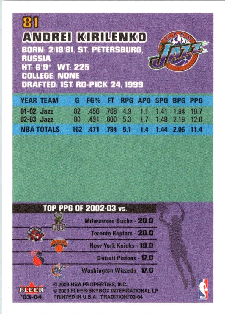 2003 Fleer Tradition Andrei Kirilenko