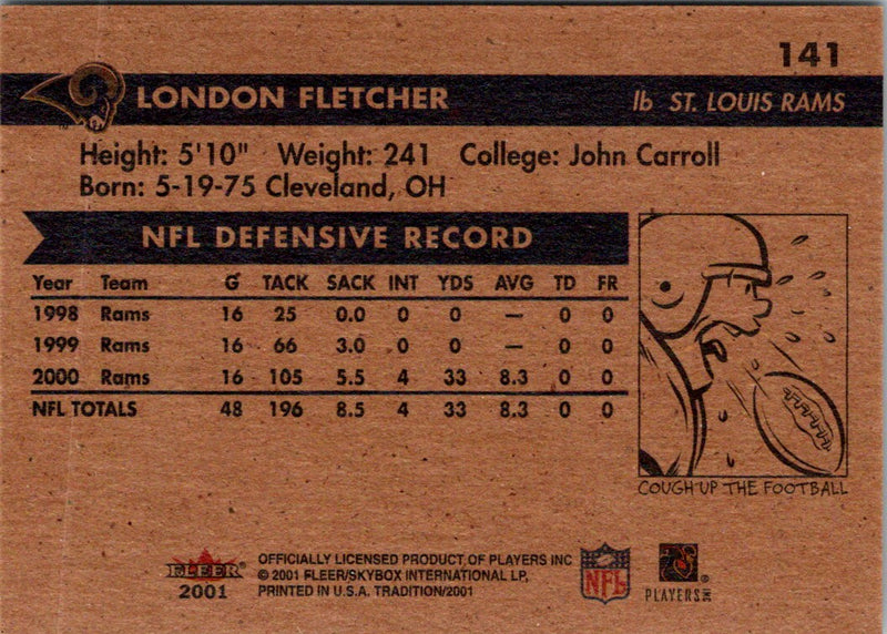 2001 Fleer Tradition Glossy London Fletcher