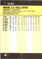 1986 Fleer Update Mike LaValliere #U-65